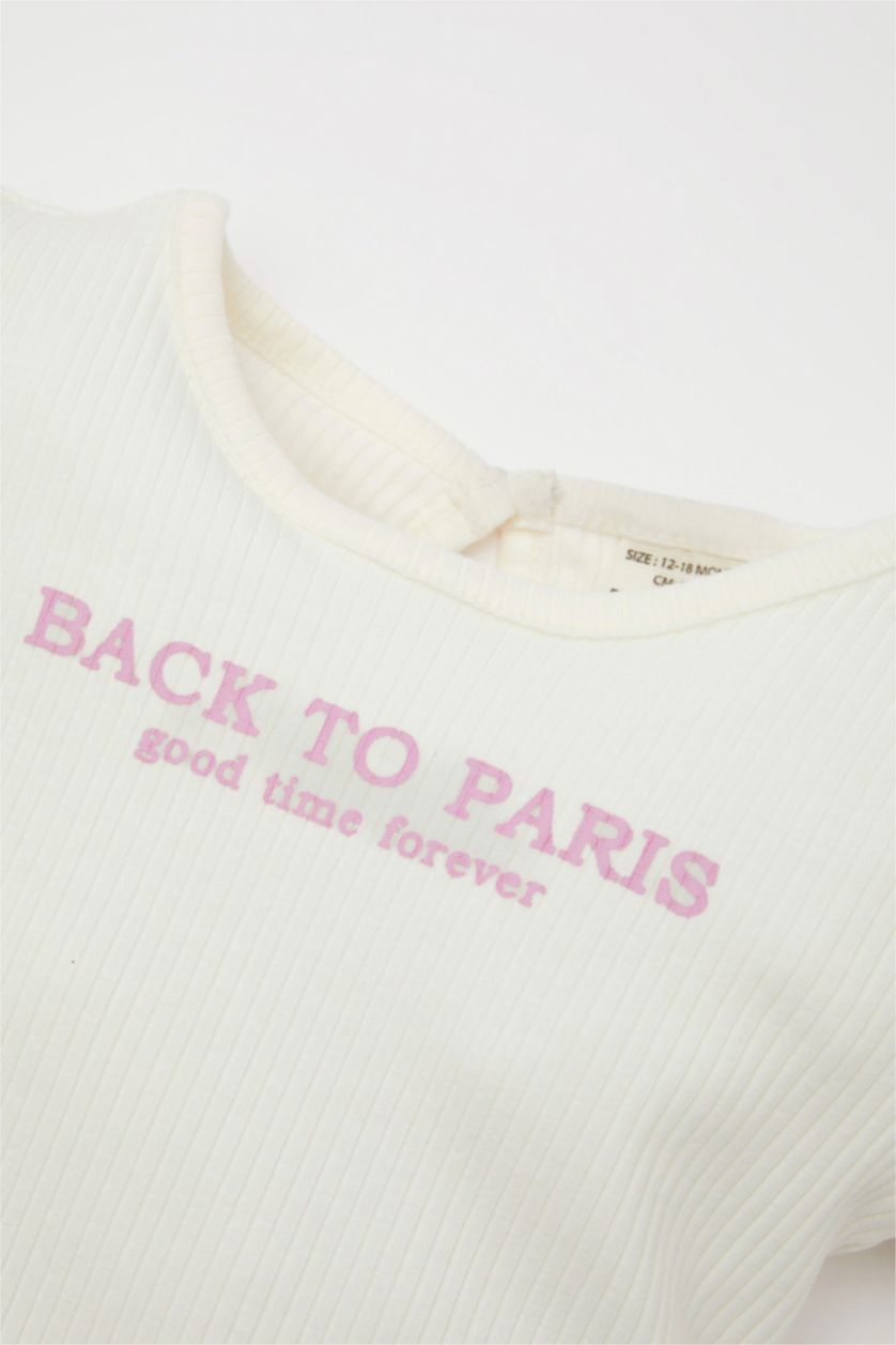 طفلة صغيرة زهري طقم بناتي سروال وتي شيرت بطبعة شعار - قطعتين