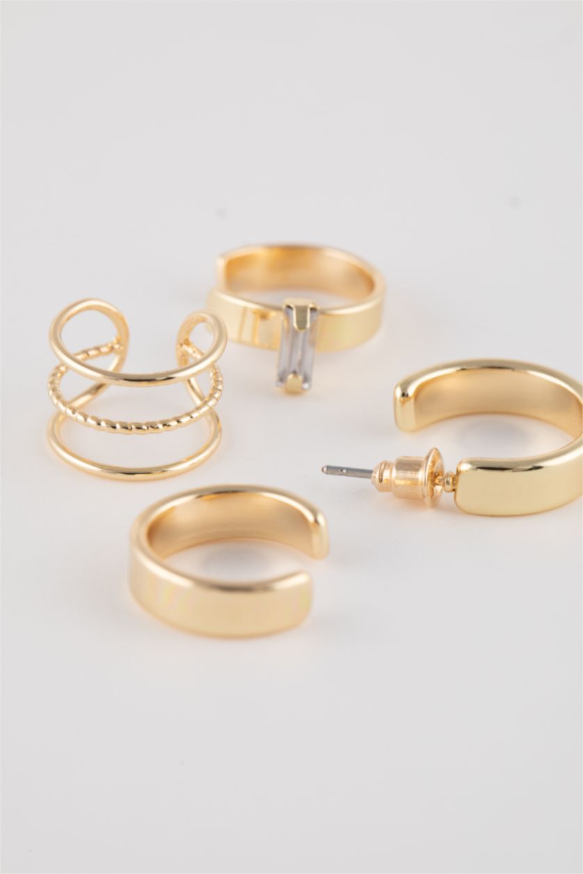 WOMAN GOLD Woman 4 Piece Gold Cartilage Earrings
