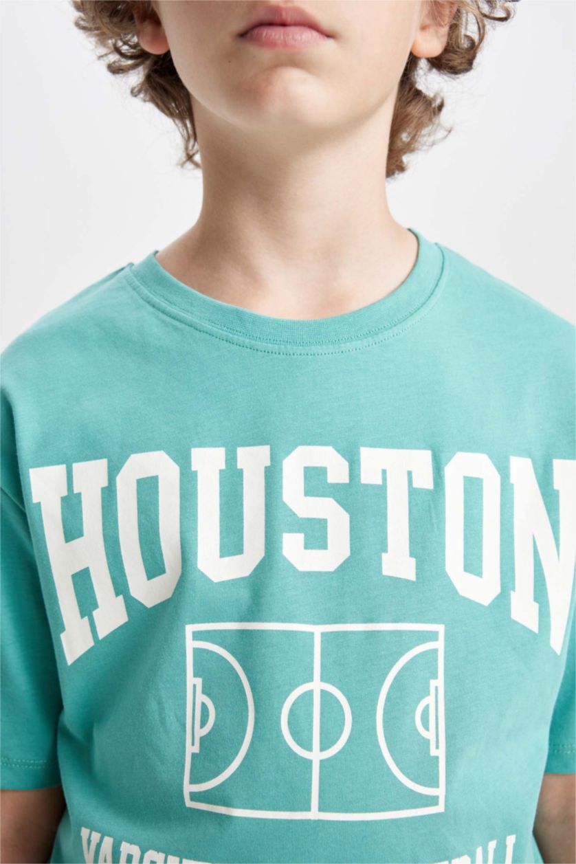 GARÇONS Vert Clair T-Shirt Imprimé à Manches Courtes Col Rond pour Garçon