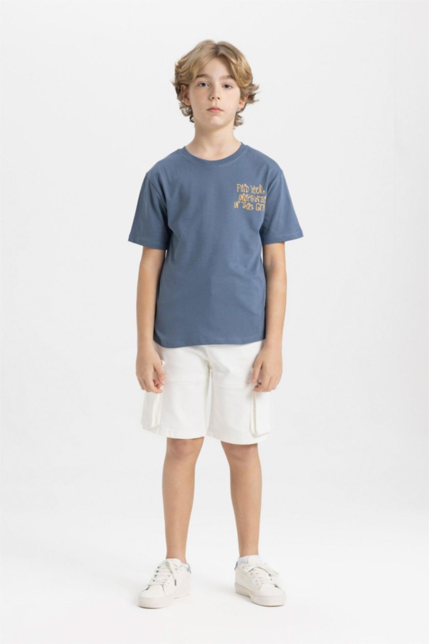 أولاد نيلي فاتح تي شيرت ولادي نص كم قصة عادية بطبعة من الخلف