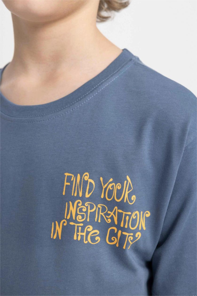 أولاد نيلي فاتح تي شيرت ولادي نص كم قصة عادية بطبعة من الخلف