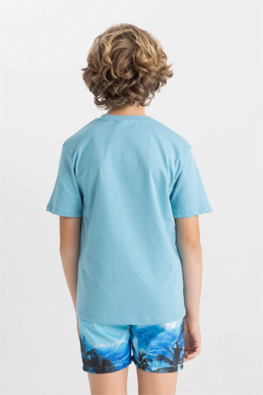 GARÇONS BLEU Clair T-Shirt Imprimé à Manches Courtes Col Rond pour Garçon