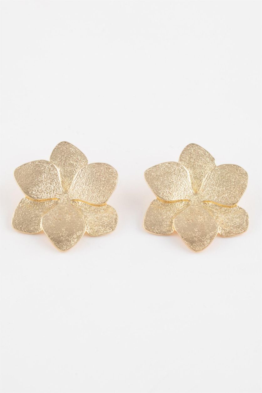 WOMAN GOLD Woman Flower Detailed Gold Earrings