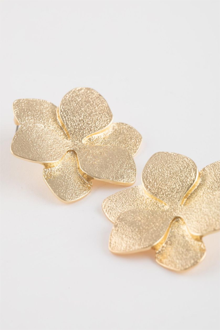 WOMAN GOLD Woman Flower Detailed Gold Earrings