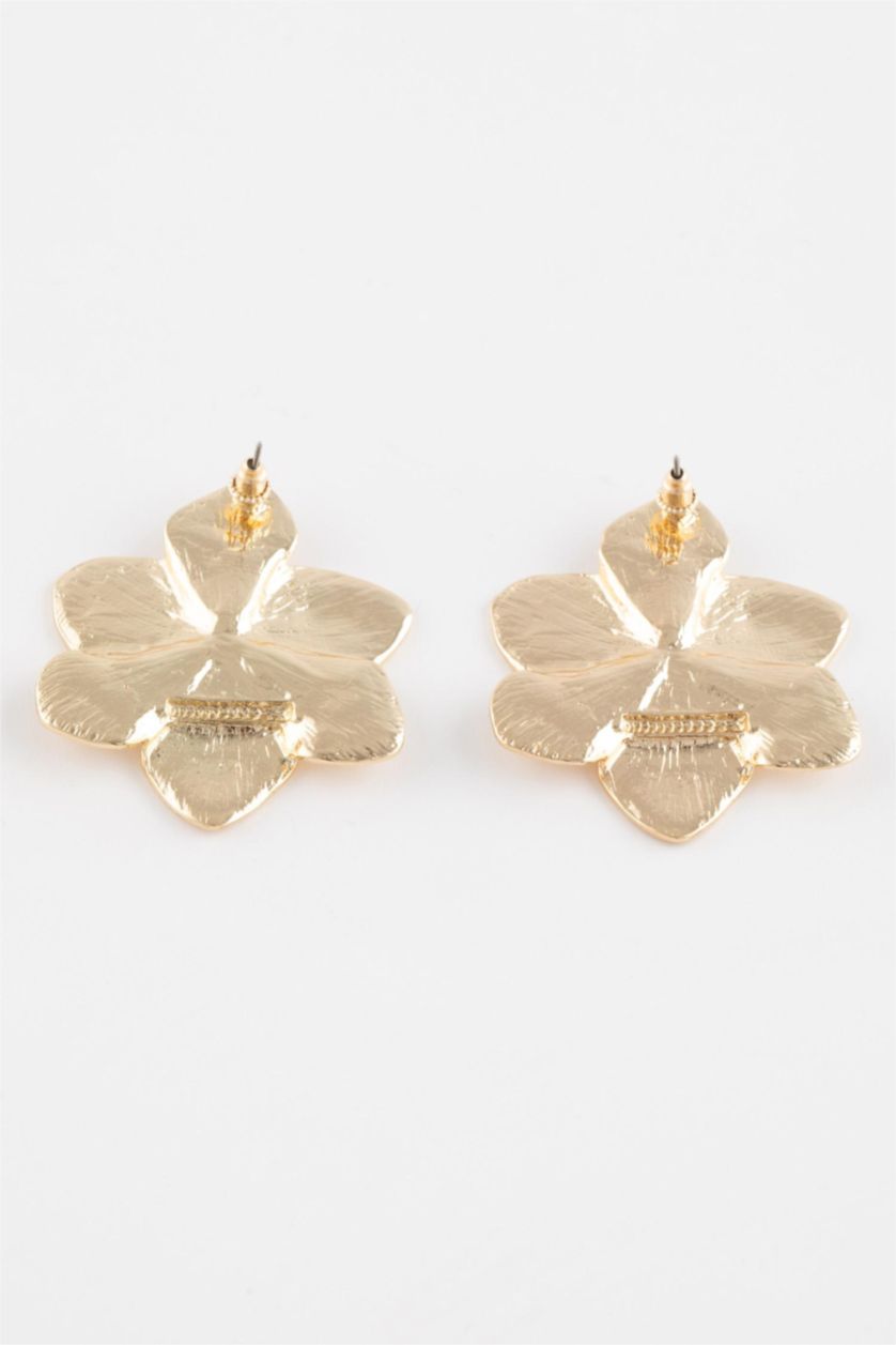 WOMAN GOLD Woman Flower Detailed Gold Earrings