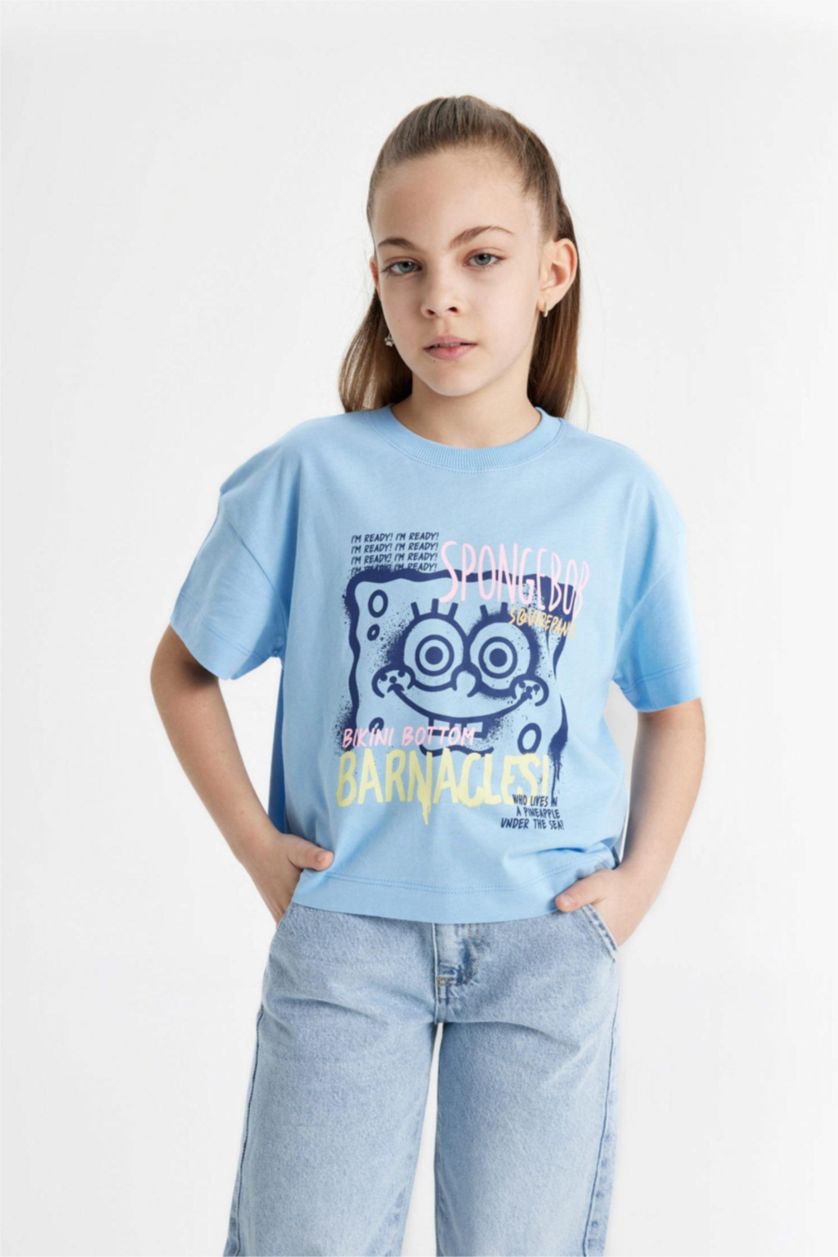 FILLES BLEU Clair T-shirt à manches courtes Spongebob Squarepants Fille