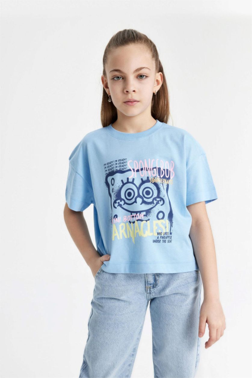 FILLES BLEU Clair T-shirt à manches courtes Spongebob Squarepants Fille