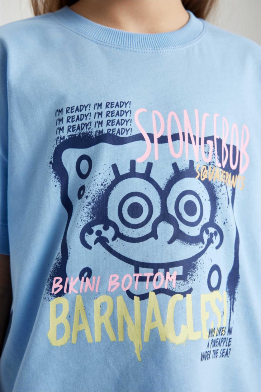 FILLES BLEU Clair T-shirt à manches courtes Spongebob Squarepants Fille