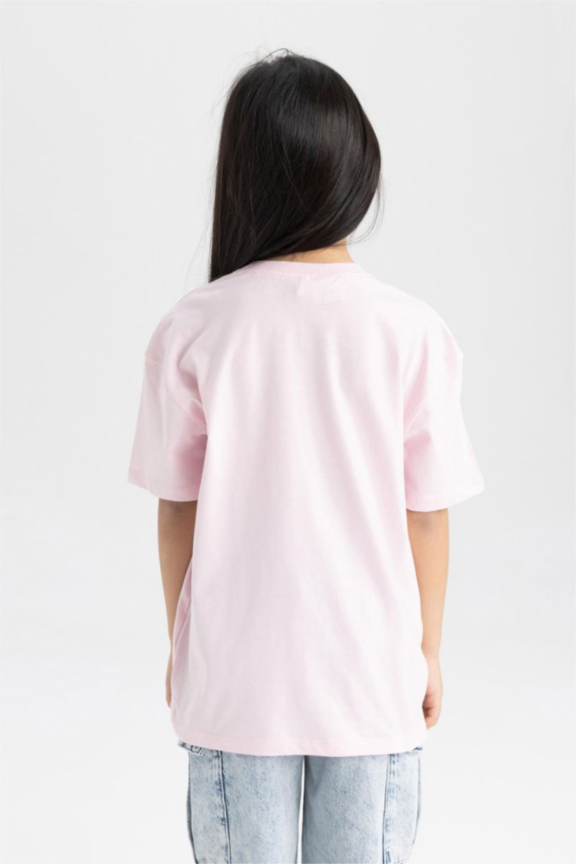 Girls & Teens Light Pink Girl Snoopy Oversize Fit Short Sleeve T-Shirt