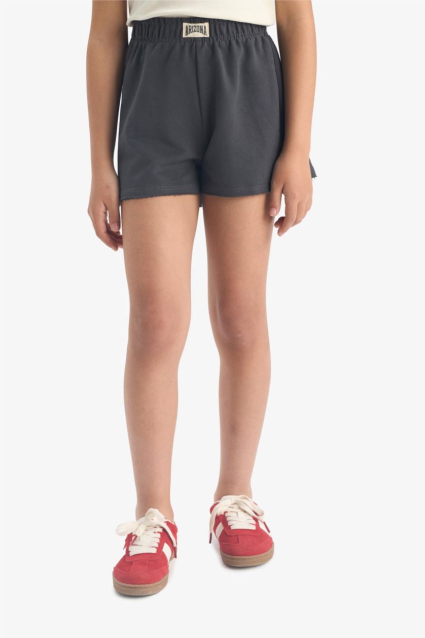 Kız Çocuk - Genç Kız Antrasit Dokuma Etiketli Şort Kız Çocuk