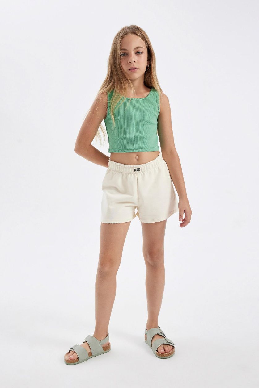 FILLES Écru Short avec étiquette Tissée pour Fille