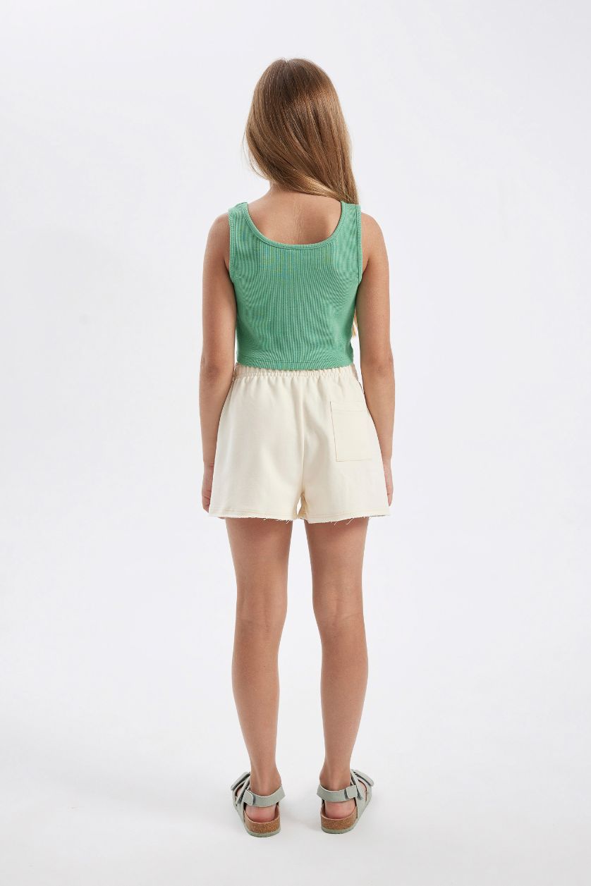 FILLES Écru Short avec étiquette Tissée pour Fille