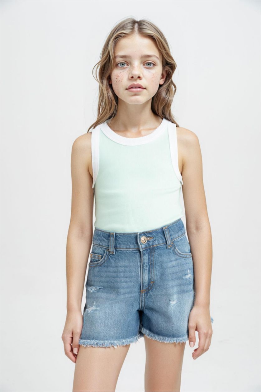 GIRLS & TEENS Aqua Girl Crew Neck Crop Top
