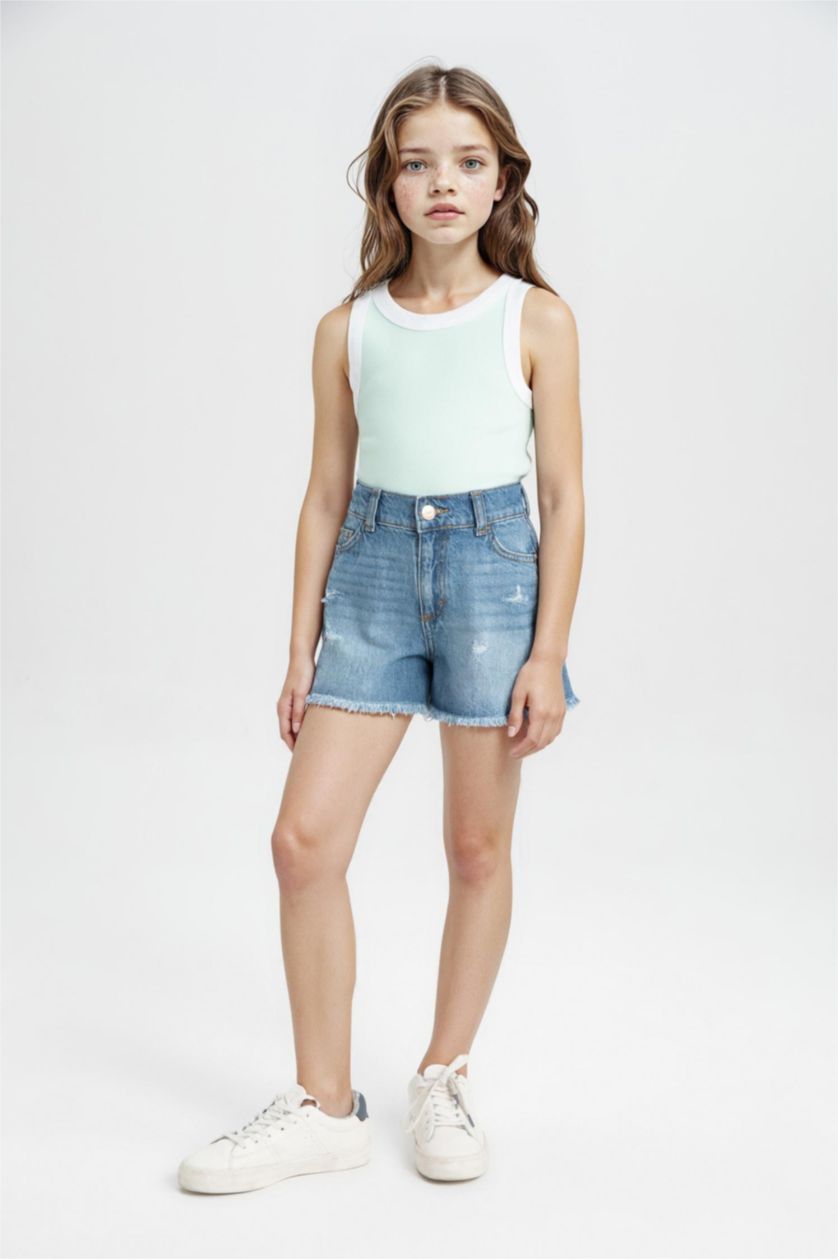GIRLS & TEENS Aqua Girl Crew Neck Crop Top