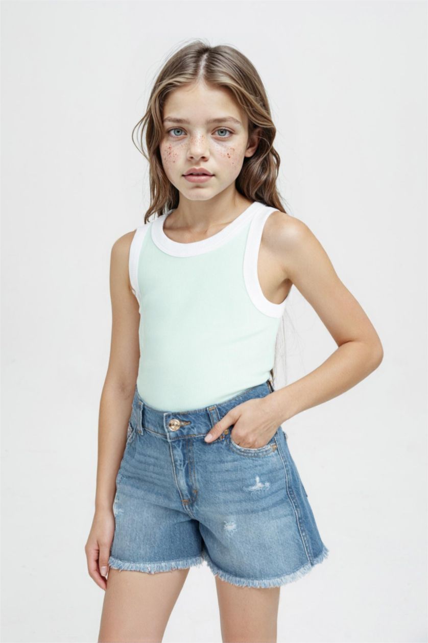 GIRLS & TEENS Aqua Girl Crew Neck Crop Top