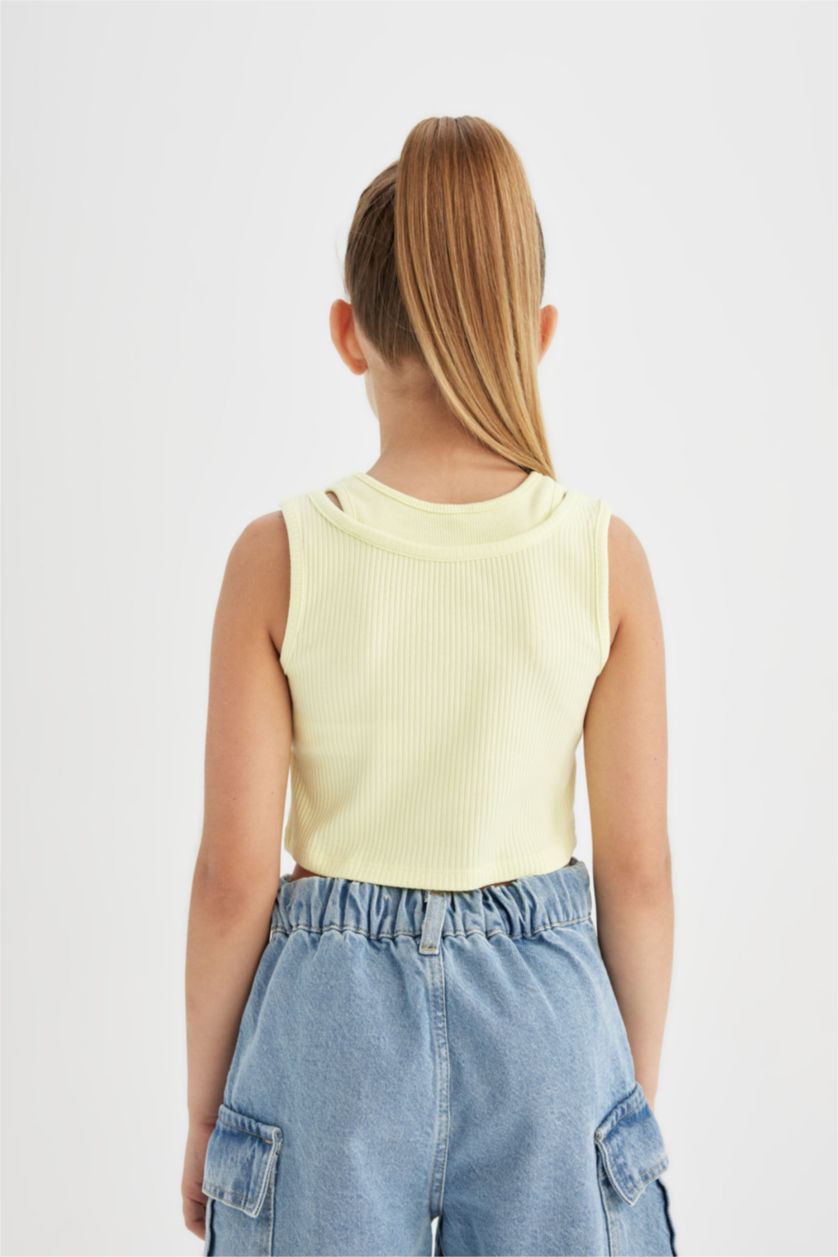 Kız Çocuk - Genç Kız Açık Sarı Bisiklet Yaka Atlet Kız Çocuk