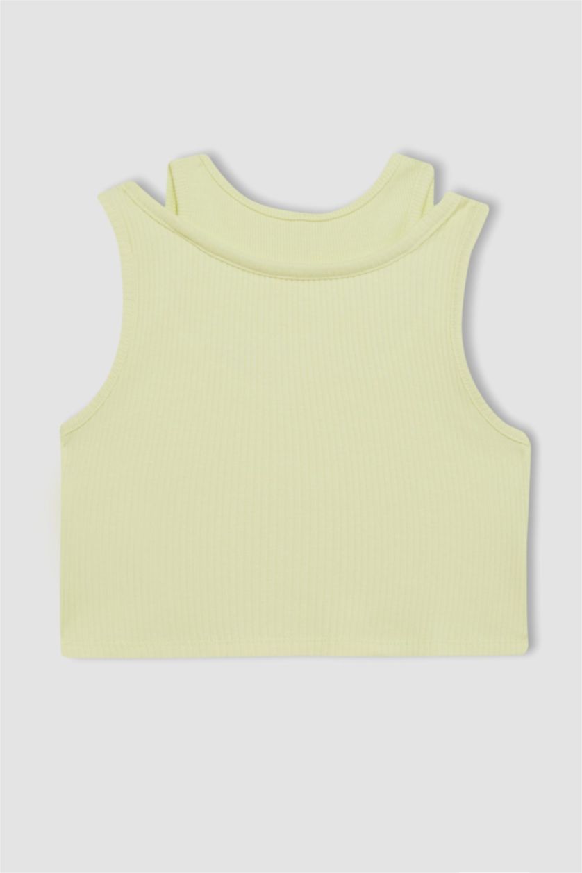 Kız Çocuk - Genç Kız Açık Sarı Bisiklet Yaka Atlet Kız Çocuk