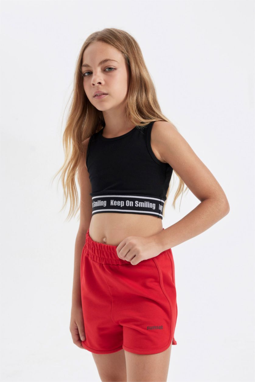 Kız Çocuk - Genç Kız Siyah Bisiklet Yaka Atlet Kız Çocuk