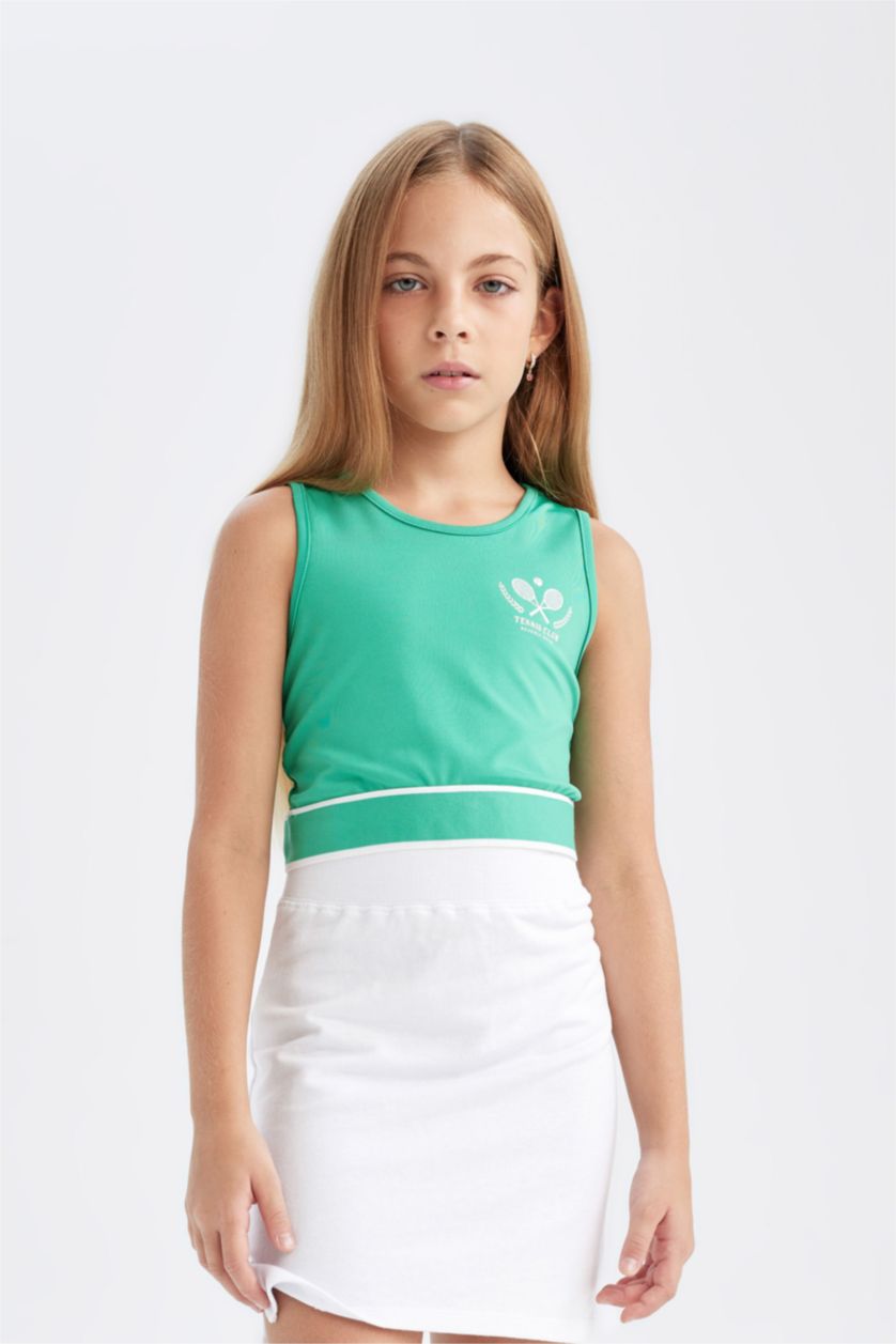 بناتي أخضر تي شيرت كت بناتي بطبعة شعار سليم فيت بدون كم