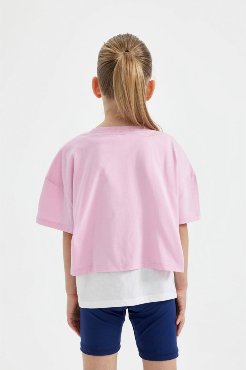 بنات زهري فاتح تيشيرت بناتي نص ردن أوفر سايز