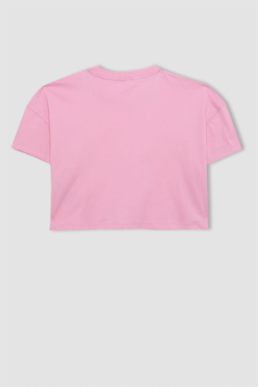 بنات زهري فاتح تيشيرت بناتي نص ردن أوفر سايز