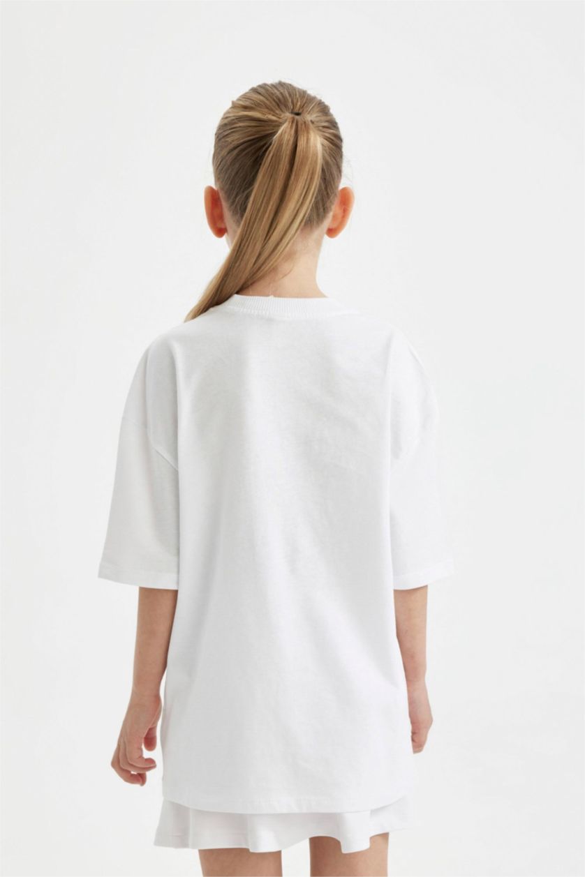 Girls & Teens White Girl Oversize Printed Short Sleeve T-Shirt