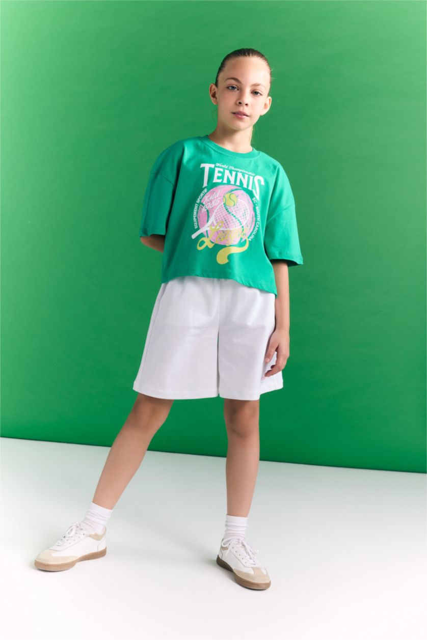 Girls & Teens Green Girl Short Sleeve Crop Top T-Shirt