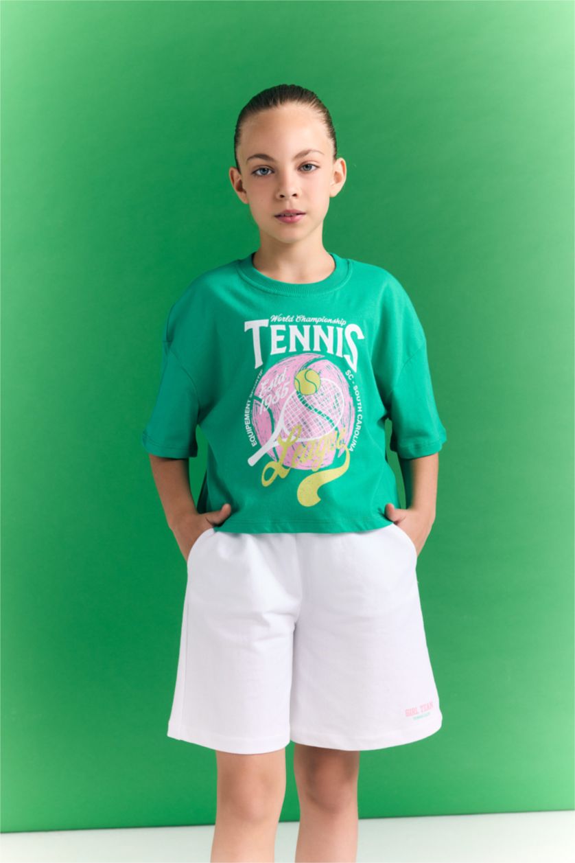 Girls & Teens Green Girl Short Sleeve Crop Top T-Shirt