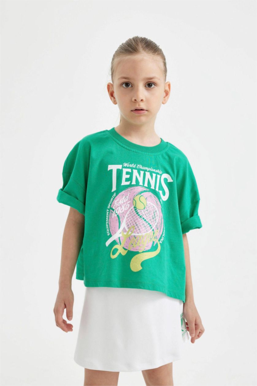 Girls & Teens Green Girl Short Sleeve Crop Top T-Shirt