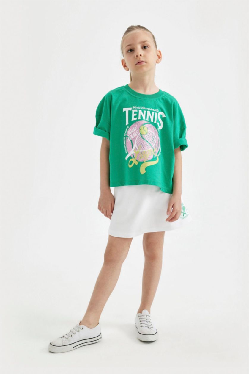 Girls & Teens Green Girl Short Sleeve Crop Top T-Shirt