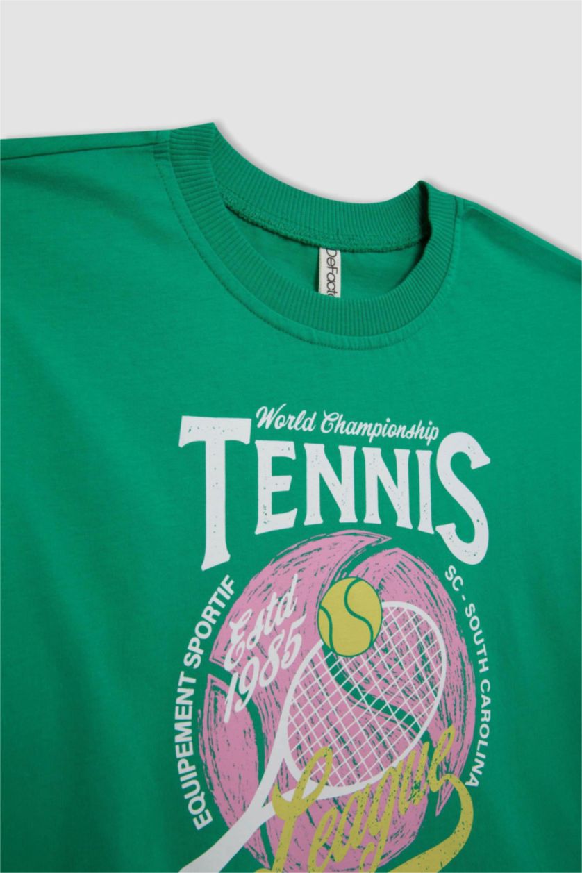 Girls & Teens Green Girl Short Sleeve Crop Top T-Shirt