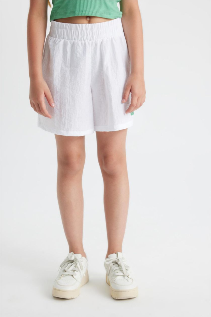 Kız Çocuk - Genç Kız Beyaz Baskılı Şort Kız Çocuk