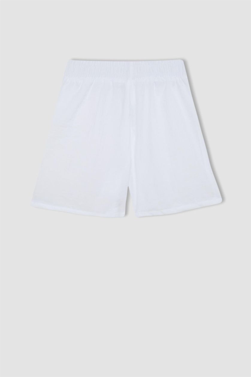 Kız Çocuk - Genç Kız Beyaz Baskılı Şort Kız Çocuk