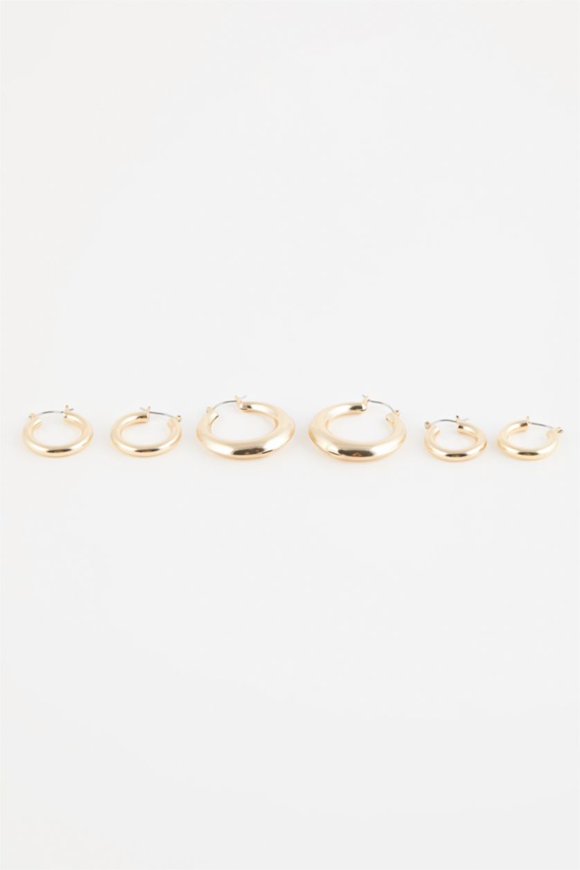 Women Altın Woman 3 Piece Gold Hoop Earrings