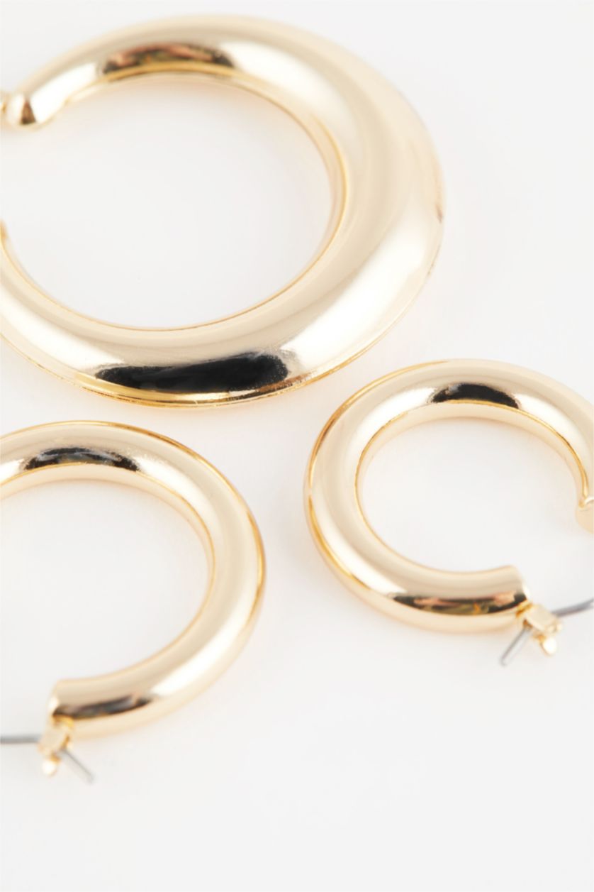 Women Altın Woman 3 Piece Gold Hoop Earrings