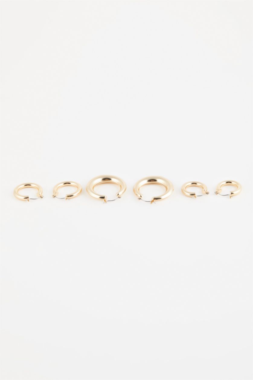 Women Altın Woman 3 Piece Gold Hoop Earrings