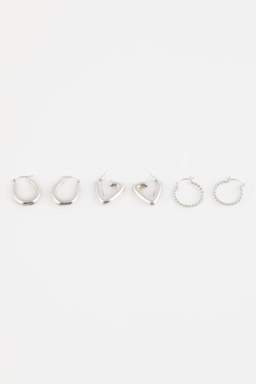 WOMAN SILVER Woman 3 Piece Hoop Silver Earrings