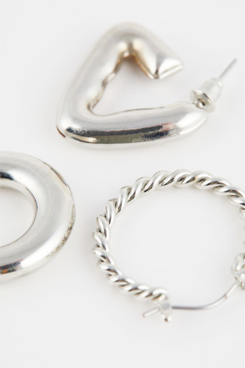 WOMAN SILVER Woman 3 Piece Hoop Silver Earrings