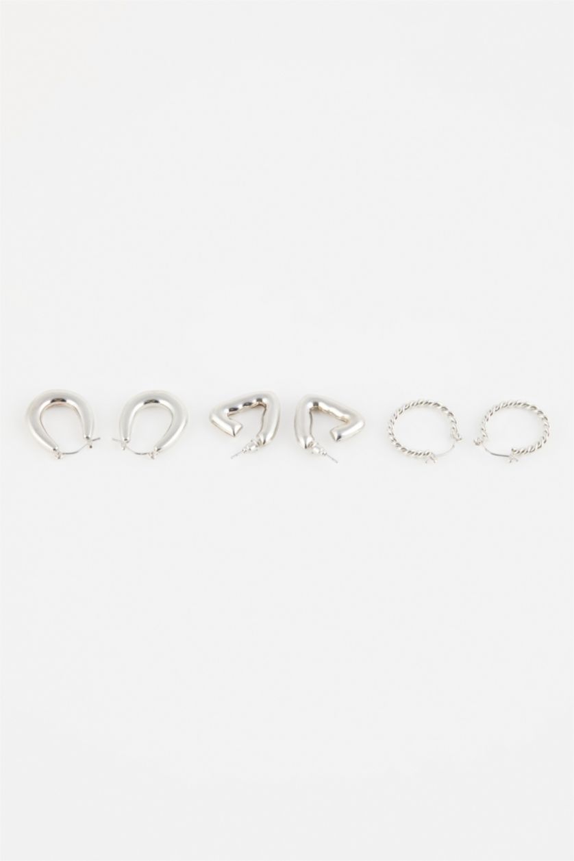 WOMAN SILVER Woman 3 Piece Hoop Silver Earrings