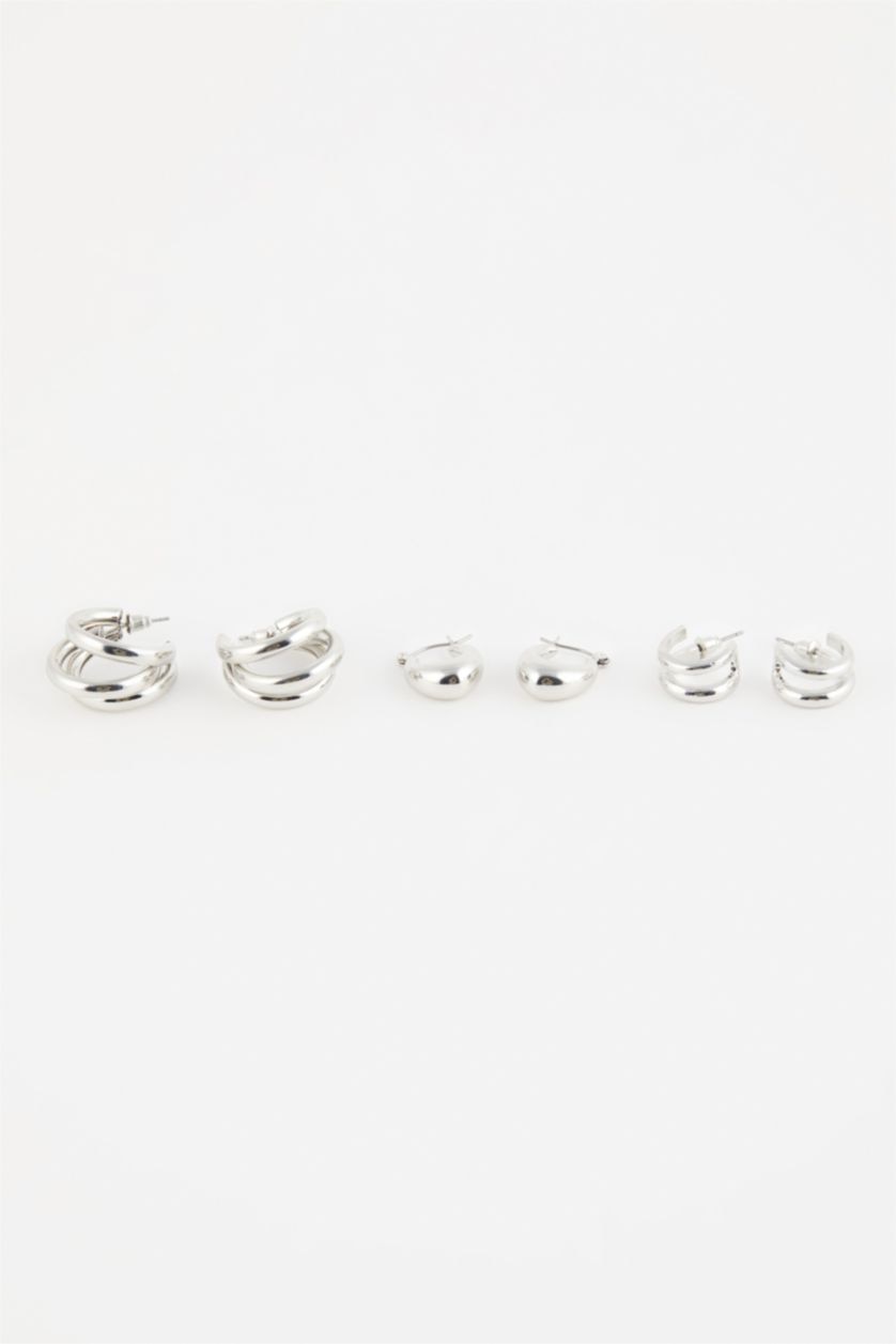 Women Gümüş Woman 3 Piece Hoop Silver Earrings