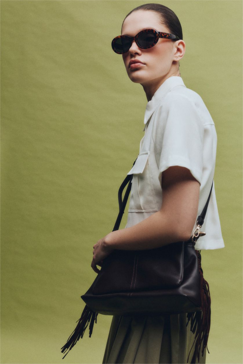 Woman Ecru Tencel Short Sleeve Crop Shirt