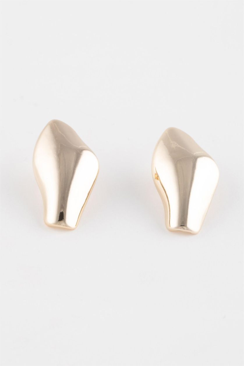 Kadın Altın Kadın Plaka Detaylı Gold Küpe