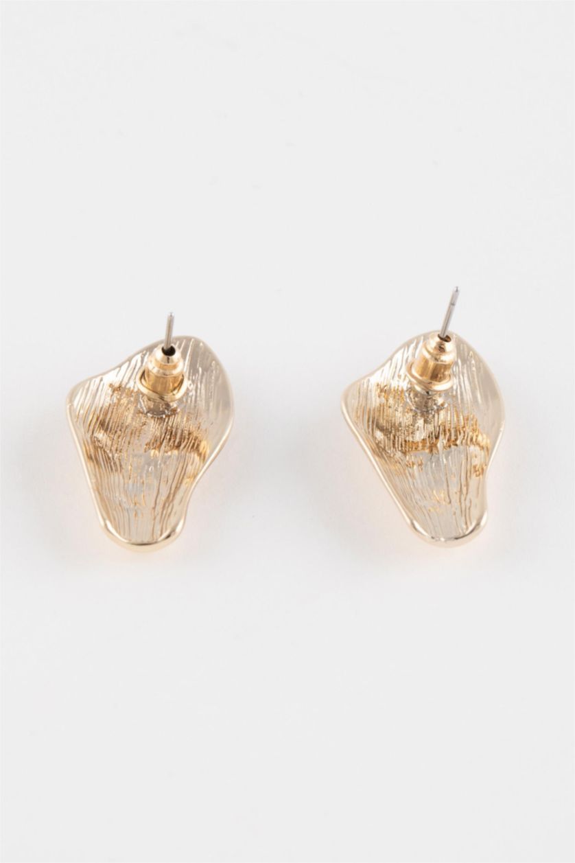 Kadın Altın Kadın Plaka Detaylı Gold Küpe