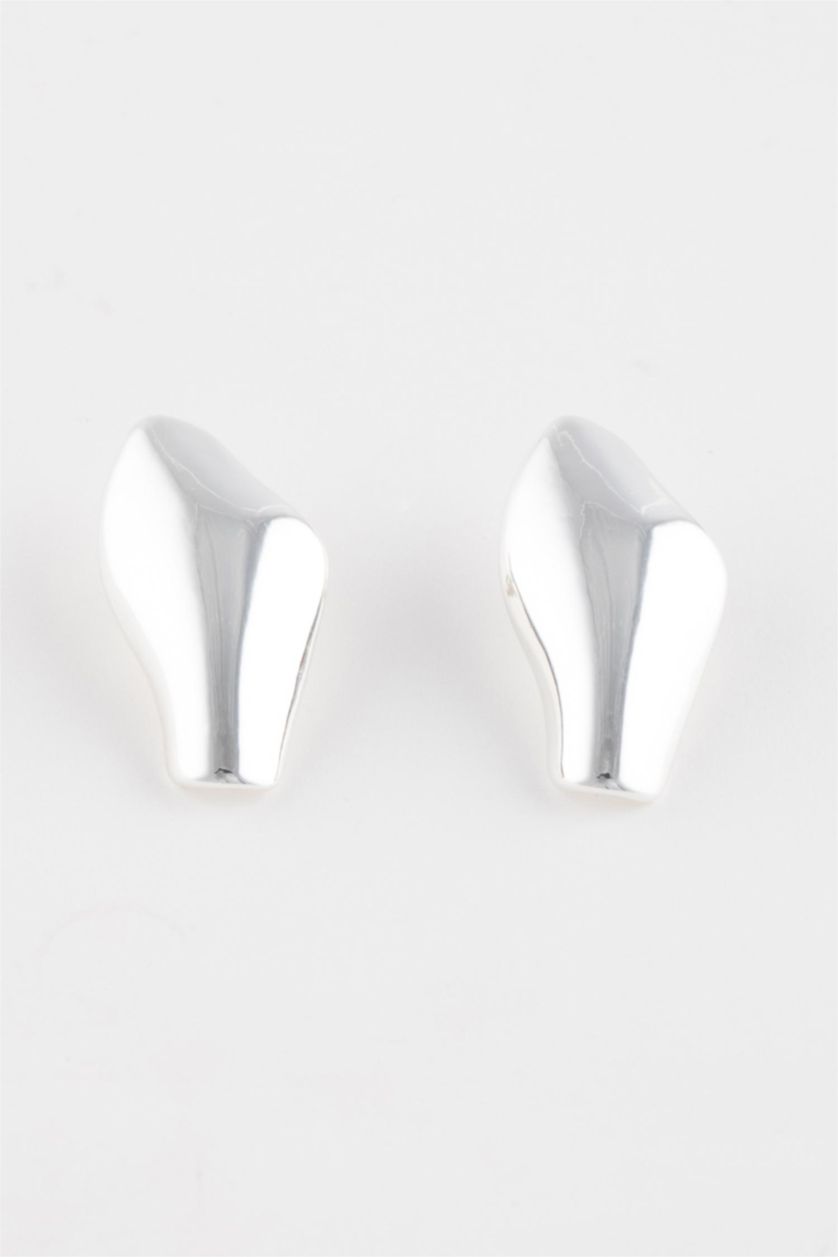 WOMAN Gümüş Woman Plate Detailed Silver Earrings