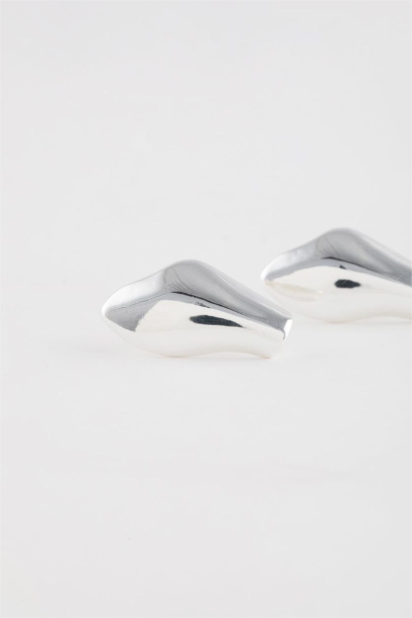 WOMAN Gümüş Woman Plate Detailed Silver Earrings