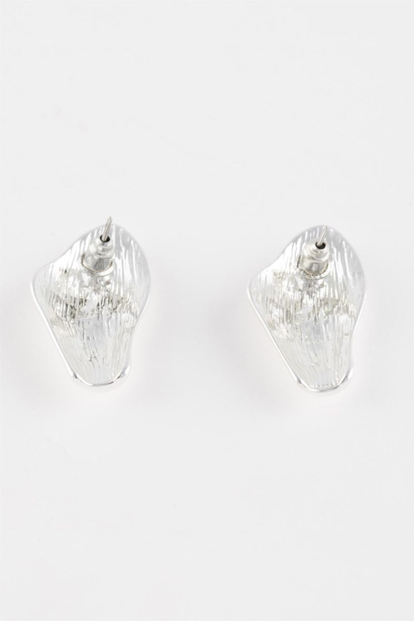 WOMAN Gümüş Woman Plate Detailed Silver Earrings