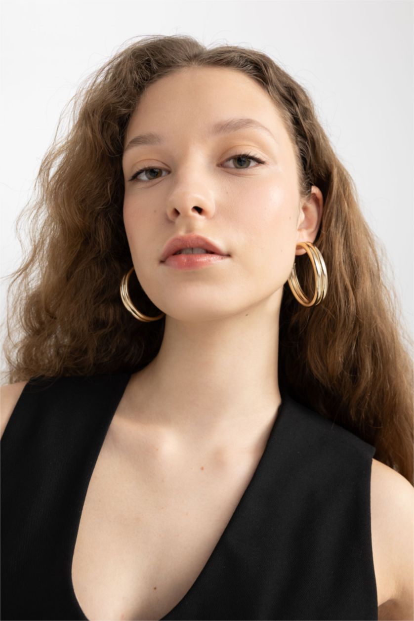 FEMME Altın Boucles d'oreilles créoles dorées pour femme