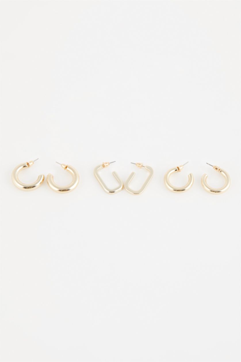 WOMAN GOLD Woman 3 Piece Gold Hoop Earrings