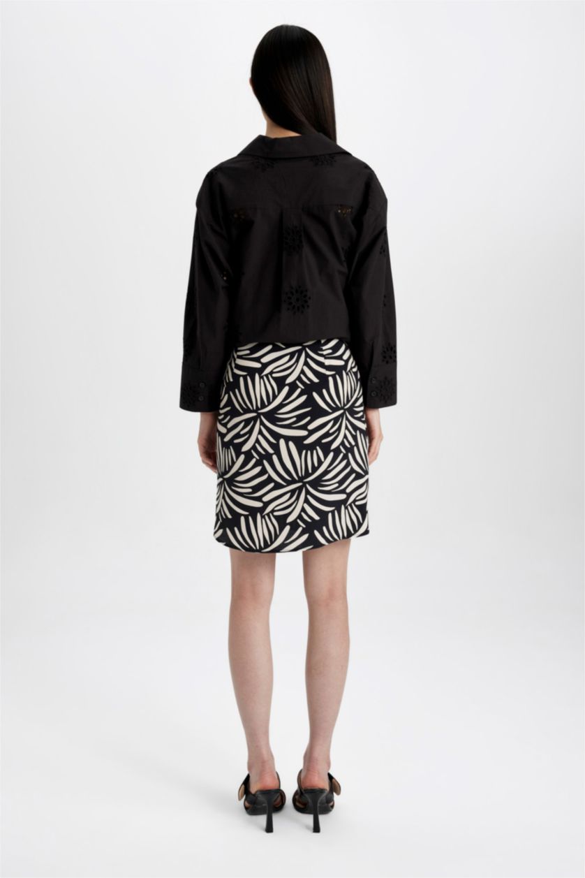 Әйелдерге қара тропикалық қысқа ұзындық Тоқылған юбка