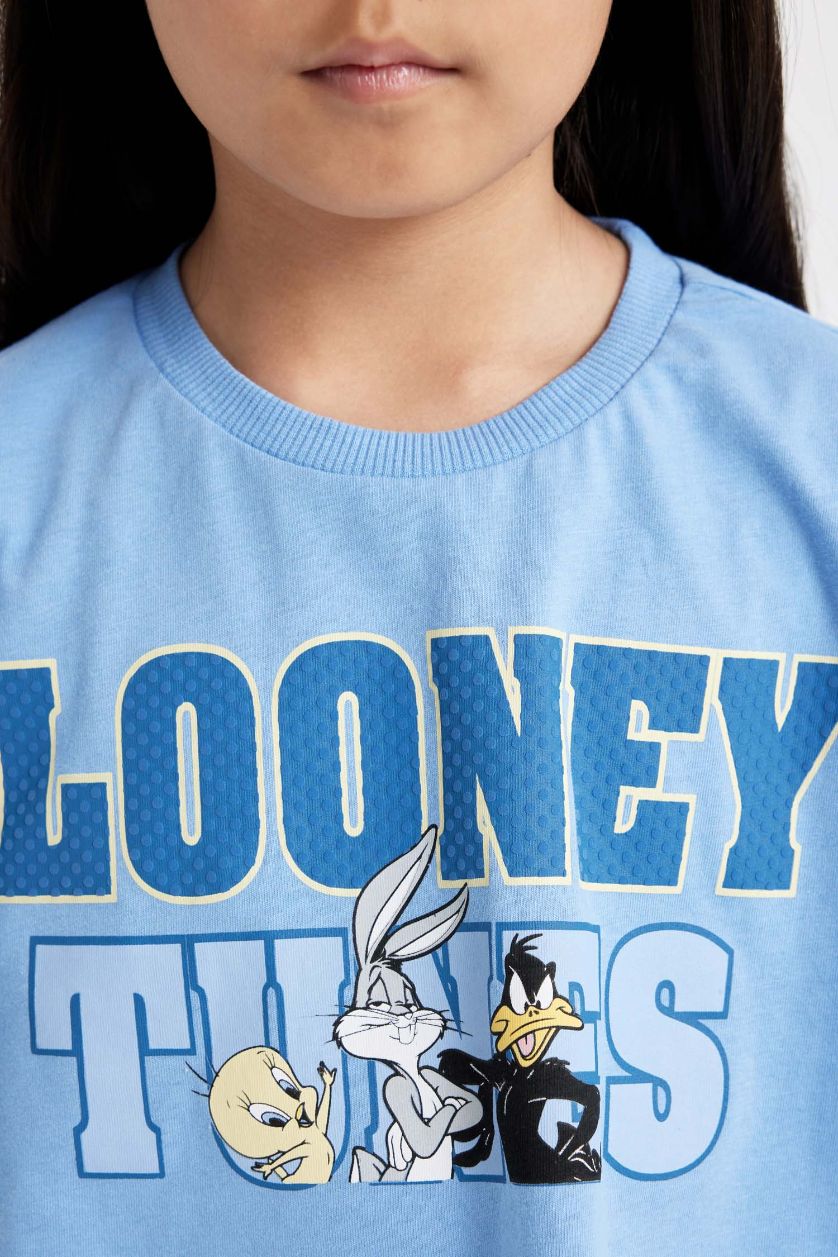 Girls & Teens Blue Girl Looney Tunes Short Sleeve Crop T-Shirt